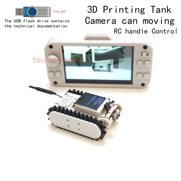 [Adjust with RC] Pipeline Inspection Wireless Video Car Track RC Robot with Camera Maker Teaching Esp32 Scanning Code Networking DIY Program Toys