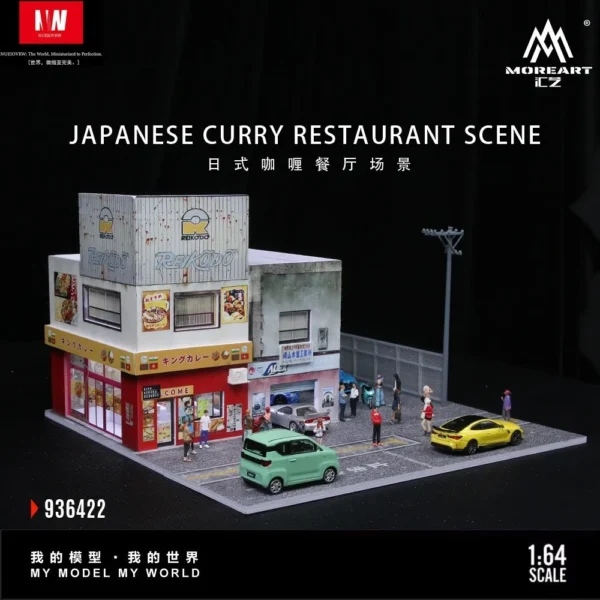 Diorama 1/64 Car Garage Model LED Lighting City Japanese Store Scene Model Toys - Image 5