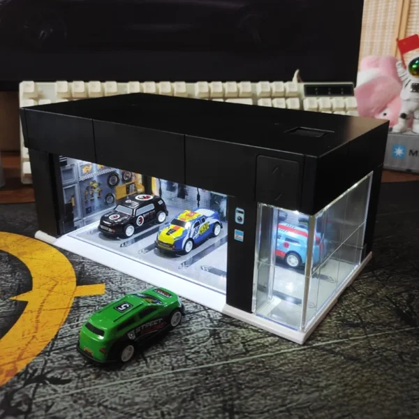 :64 Sc Gate Garage Model Display Case Lighting Car Parking Garage Toy Collectible Alloy Vehicle Static Model - Image 3