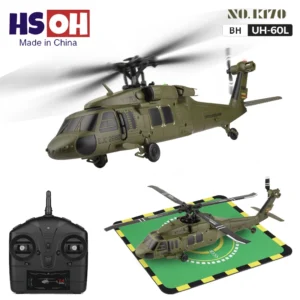 Wltoys K170 UH 60L RC Plane 2.4G 4CH 6 Axis Gyro Brushless Motor Military Green Helicopter RTF And XK K170 Birthday Gift for Kid