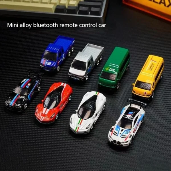 New Mini 1:64 Alloy Remote Control Car Bluetooth Remote Control Dual Mode Control Desktop Pocket Drift Remote Control Car Toy