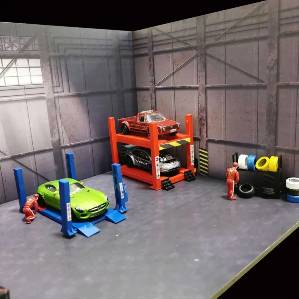 1:64 Diecast Car Model Repair Garage Diorama DIY Display Toy Gift for Collectors  Vehicle Background Scene models - Image 3