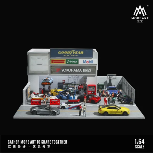 MoreArt 1:64 Car Modification Shop House Lighting Scene Model For Display & Collection & Gift - Image 5