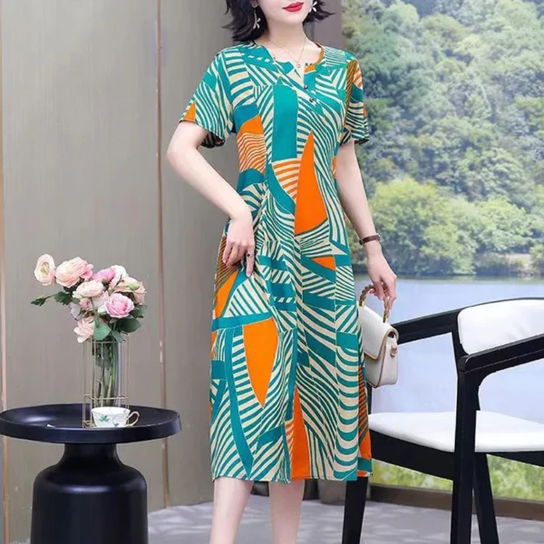 2025 Plus Size Dress Summer Dress Robe Femme Womens Casual Short Sleeve Boho Vintage Print Long Dress Beach - Image 6