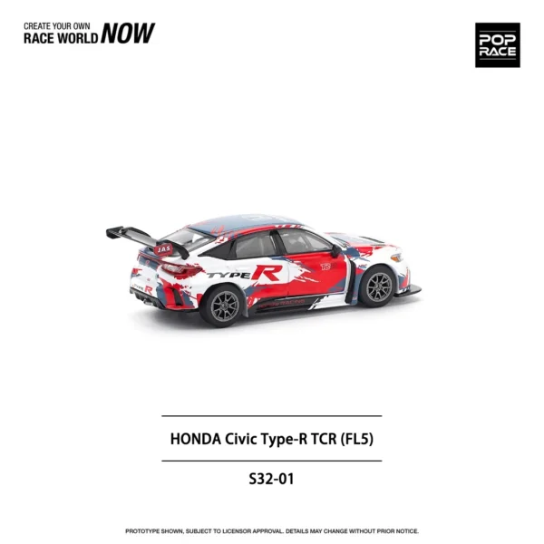 New Stocks Xcartoys Poprace 1：64 Diecast MiniCar Honda Civic Type RTCR (FL5) Presentation Alloy Model Toys Boy Gift - Image 2