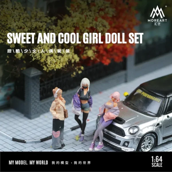More Art 1:64 Sweet Cool Girl Figure Set Resin Decoration Figure Model for Gift&Display&Collection - Image 6