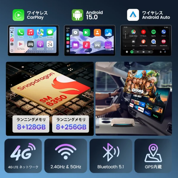8+256G Carlinkit Android 15 AI Box 5G Wireless Carplay Car Streaming Box Android Auto Wireless Adapter Qualcomm SM6350 Fota Upgr - Image 4