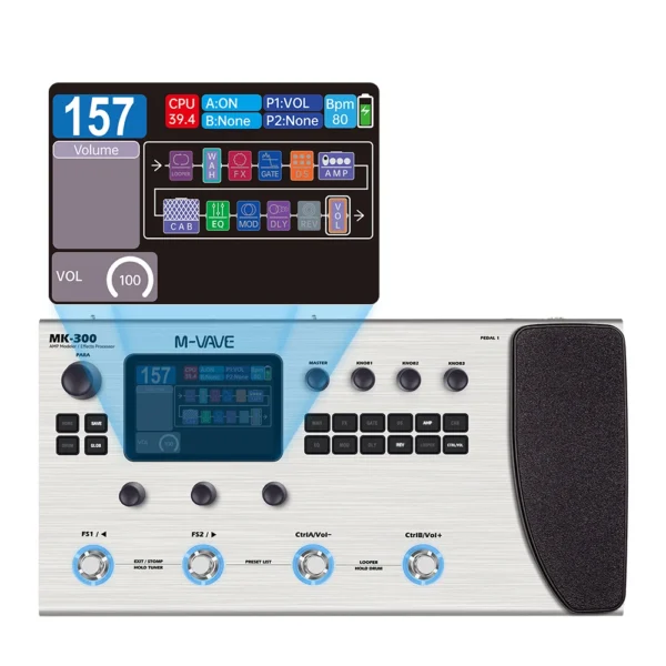M VAVE MK 300 Guitar Multi Effect Processor | ANN Neural Modeling 120AMP/360FX | 10h 150s STEREO LOOPER128 Drum MIDI DAW - Image 5