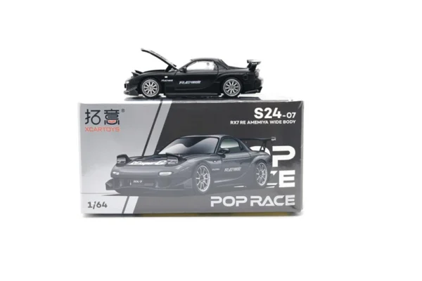 Xcartoys x POP RACE 1:64 RX7 RE AMEMIYA WIDE BODY grey Metal Diecast Model Car - Image 2