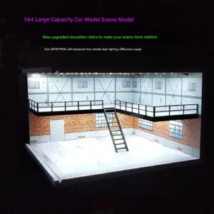 [M008 11L] 1/18 1/24 1/32 1/64 Scale Scene Car Garage Model with Light Assembled Parking Lot Diorama Parking Place for Miniatures Vehicles