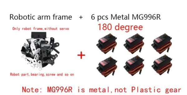 [Arm with MG996R] OEM 6 DOF Robot Manipulator Bracket Metal Frame Alloy Mechanical Arm Clamp Claw For Programmable Robot DIY Kit