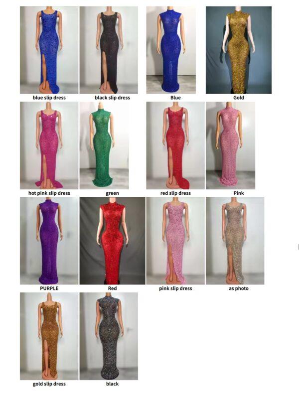 Sparkly Red Rhinestone Sleeveless Stretch Long Dress Women Sexy Mesh Celebrate Evening Prom Birthday Dress Photo Shoot Show Wear - Image 5