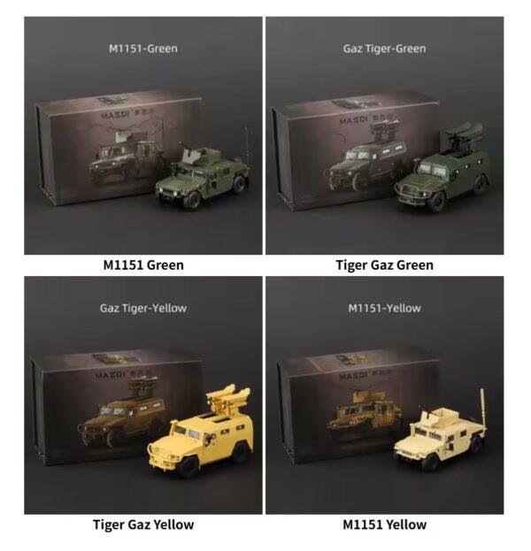 Massdi 1:64 Tiger Gaz Armored Vehicle Car Model M1151 Off Road Antitank Alloy Miniature Diecast Vehicles Toy Collection - Image 7
