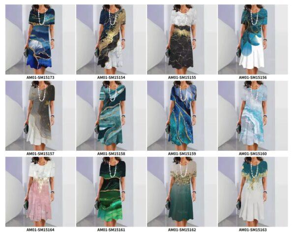 2024 New Women's Dresses Graphic Print Elegant & Beautiful Midi Dresses Plus Size Female Summer One-piece Dress Free Shipping - Image 5