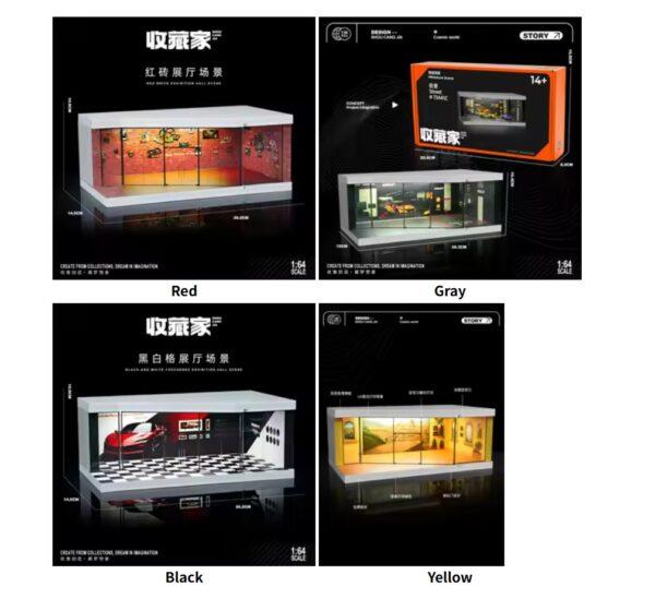 1/64 Auto Shop Miniature Scene Model Simulation Parking Lot with Lights Garage Storage Display Box - Image 7