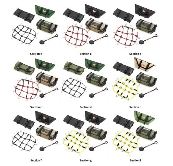 5pcs Storage Bag Roof Bag Handbag Sleeping Bag Luggage Net Shovel Decoration for TRX4M Axial SCX24 1/18 1/24 RC Crawler Car - Image 7