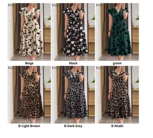 ZANZEA Woman Summer Midi Dress Fashion Floral Print Ruffle Cap Sleeves V-neck A-line Vestidos Casual Fitted-waist Party Sundress - Image 7