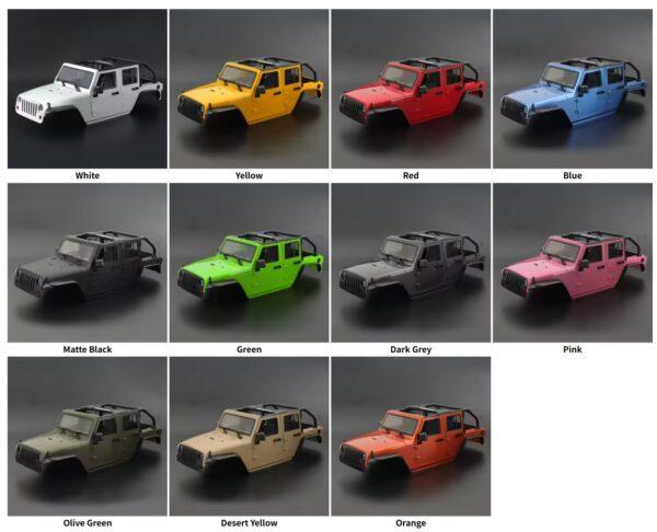 1:10 Scale Convertible Hard Body Kit 313mm Wheelbase for 1/10 RC Crawler Axial SCX10 Wrangler Rubicon TRX4 Redcat GEN8 - Image 7