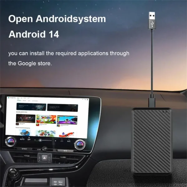 2025 Android14 New CarPlay Ai Box 4G+64G Wired to Wireless Smart Dongle 3In1 Plug and Play For Youtube Nexflit Wifi Mini Box - Image 6