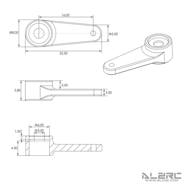 ALZRC  Devil 505 FAST Metal Servo Arm  Medium - Image 3