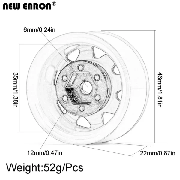 46mm Aluminum Alloy 1.55 inch Beadlock Wheel Hub Rim for RC Car 1/10 D90 TF2 Tamiya CC01 LC70 MST JIMNY Axial 90069 - Image 2