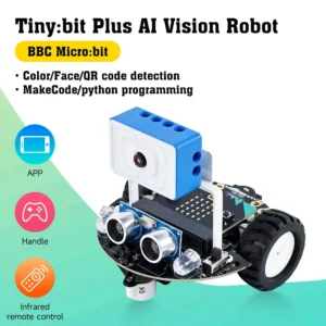 with Microbit v2 Yahboom Tiny:bit Plus Microbit Robot Car With ESP32 WiFi Camera Module Support APP FPV Control Programmable Toy Kids Coding