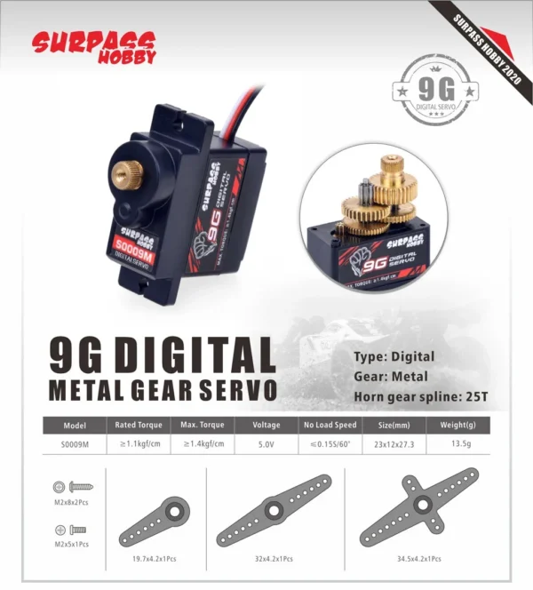 Surpass Hobby 9G 17G 25G 3KG 6KG 15KG Metal/Plastic Gear Digital Servo for RC Car Plane Robot Boat Wltoys Axial SCX24 Model Toy - Image 9