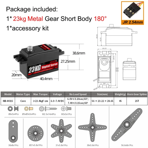 NEEBRC 23KG Low Profile Digital Servo High Torque Full Metal Gear for 1/8 1/10 RC Cars Axial Scx10 Crawler Plane Accessories - Image 7