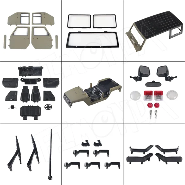313mm Wheelbase Jeep Wrangler JK Rubicon 4 Door Hard Body Shell Kit for 1/10 RC Crawler Car Axial SCX10 90046 90047 RGT EX86100 - Image 6