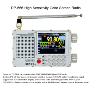 TEF6686 DSP Radio DP 666 High Sensitivity Full Band FM AM FM Shortwave 2.8 inch 320x240 Resolution 3.7V/5000mAh