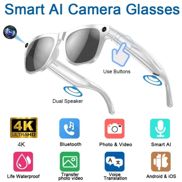 XIAOMI MIJIA 6K HD AI Smart Glasses Chat 260Mah Battery Voice Assistant Control GPT 100MP Camera Bluetooth Call Smart Glasses - Image 6
