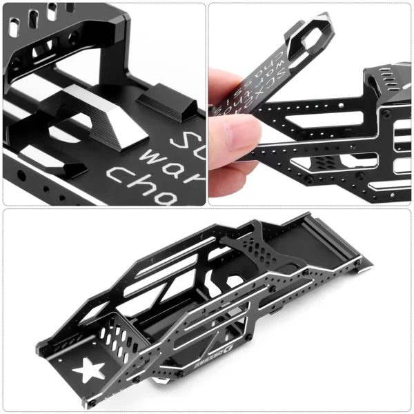 DashRC SCX24 Warthog LCG Chassis Frame Kit Aluminum Body Shell Rocks Cage Buggy Chassis for 1/24 RC Rock Crawler SCX24 - Image 3