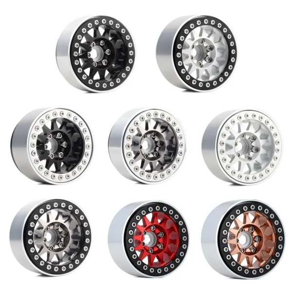 INJORA 4PCS Metal 1.9 Beadlock Wheel Rim 12 Spoke Wheel Hub for 1:10 RC Crawler Axial SCX10 II 90046 AXI03007 TRX 4 Tamiya MST - Image 2