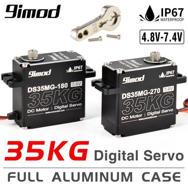 9imod DS35MG 35kg Waterproof Servo 180ﾂｰ/270ﾂｰ Full Aluminum Case Stainless Steel Gear High Torque for 1/8 1/10 RC Car
