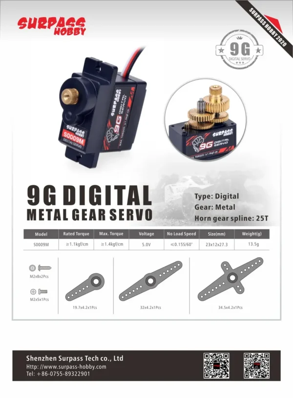 Surpass Hobby 9G 17G 25G 3KG 6KG 15KG Metal/Plastic Gear Digital Servo for RC Car Plane Robot Boat Wltoys Axial SCX24 Model Toy - Image 7