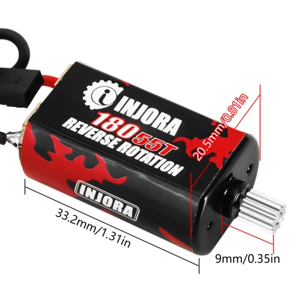 INJORA 180 Brushed Motor 48T 55T with Stainless Steel Pinion for 1/18 RC Crawler TRX4M Upgrade (INM11) - Image 5