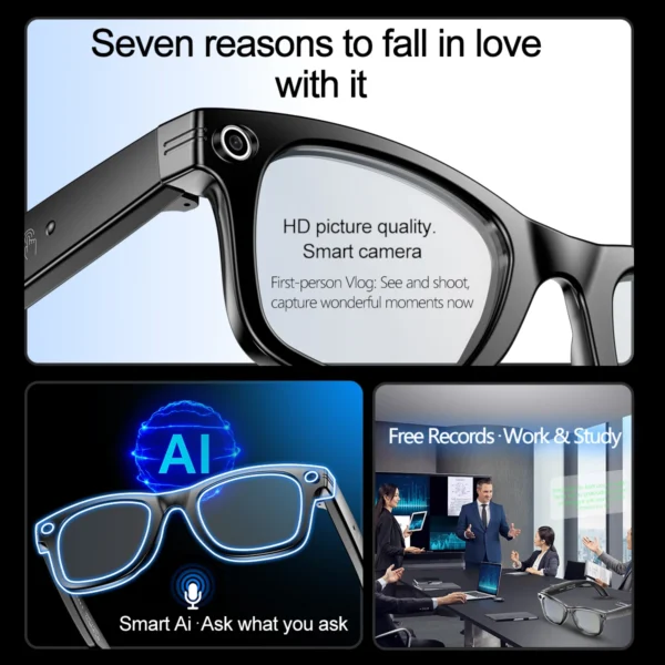 2025 New AI Interaction Smart Glasses With Camera Photo Video Record Translation Music Smart Sunglasses Bluetooth Call Headphone - Image 2