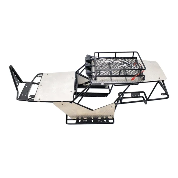 A42F for 1/10 Scale RC Axial Wraith Metal Roll Cage Frame Body with Roof Rack and Metal Sheets Side Step Black - Image 2