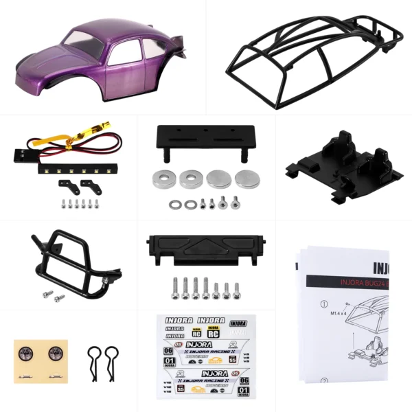 INJORA BUG24 Body with Roll Cage for 1/24 Axial SCX24 C10 JLU Bronco Base Camp 4Runner - Image 2