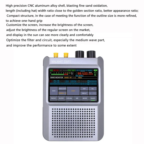 DSP2 SDR Malachite Radio Receiver 10kHz 380MHz 404MHz 2GHz Radio Speaker 5000mAh Battery Adjustable Filter 3.5 inch Touch LCD - Image 4