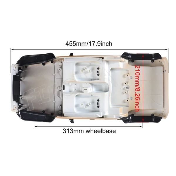 313mm Wheelbase Jeep Wrangler JK Rubicon 4 Door Hard Body Shell Kit for 1/10 RC Crawler Car Axial SCX10 90046 90047 RGT EX86100 - Image 4