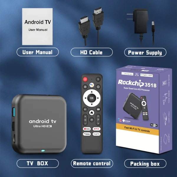 2G+16G Original Smart TV Box Android 14 Q18 Streaming Media Player Rackchip RK3518 Dual Wifi 2.4G&5G 8K Google Voice Set Top Box 2025 - Image 5