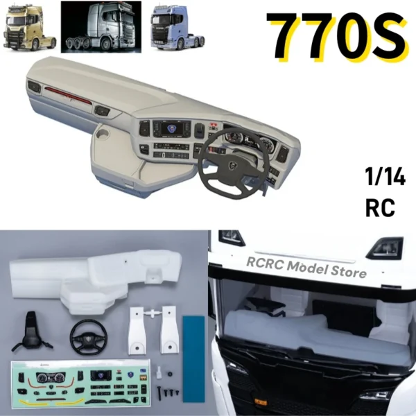 770S RC 1/14 Truck Cab Control Console Right Dashboard For Tamiya 1/14 RC Tractor Truck 770S 4x2 6x4 8x4 Parts Accessories