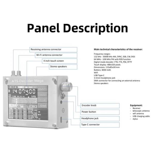 New ATS Decoder Si4732 Full Band Radio Receiver FM RDS AM LW MW SW SSB Receiver with Official H RADIO 4.2 License Code - Image 6