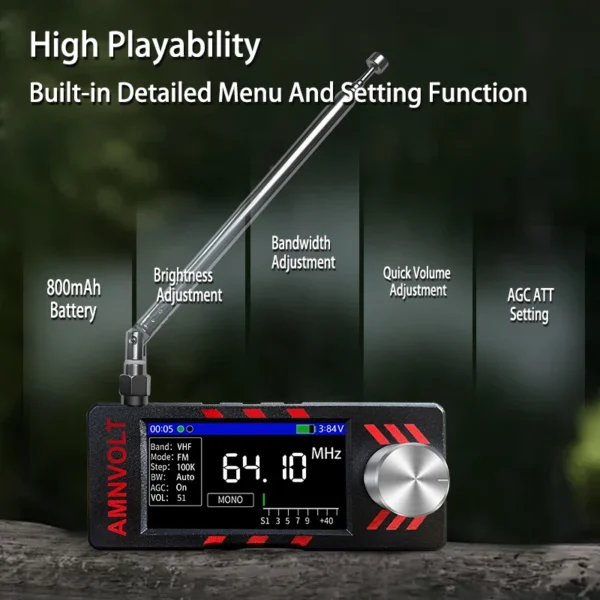 AMNVOLT ATS MINI SI4732 Full Band DSP Radio Pocket Receiver FM AM MW SW SSB with Headphone Amplifier Hi Z - Image 5