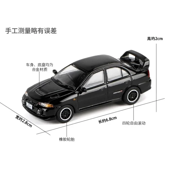 Hu.Boss 1/64 Lancer Evolution Ⅴ Sports Car Diecast Model Car Metal Chassis Shock Absorption Collection Model Ornaments - Image 2