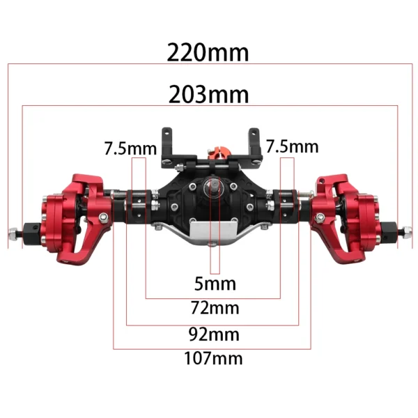 Front and Rear Portal Axle CNC Aluminum Alloy Anodized for 1/10 RC Rock Crawler Axial SCX10 II Spiral Gear 90046 90047 D90 RC4WD - Image 2