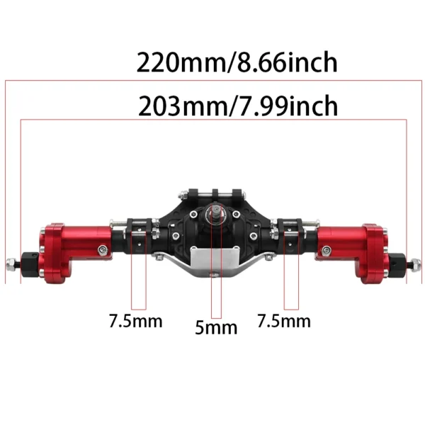 Front and Rear Portal Axle CNC Aluminum Alloy Anodized for 1/10 RC Rock Crawler Axial SCX10 II Spiral Gear 90046 90047 D90 RC4WD - Image 3