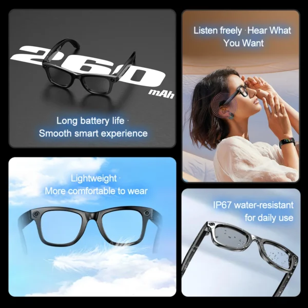 2025 New AI Interaction Smart Glasses With Camera Photo Video Record Translation Music Smart Sunglasses Bluetooth Call Headphone - Image 3