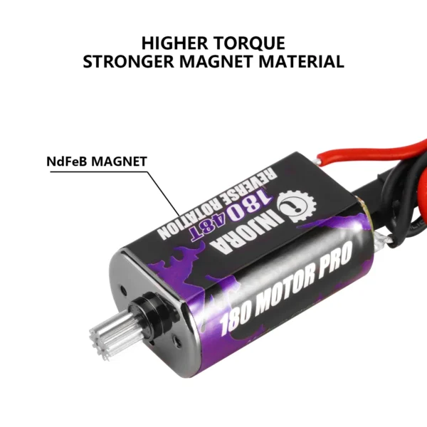 INJORA 180 Brushed Motor 48T 55T with Stainless Steel Pinion for 1/18 RC Crawler TRX4M Upgrade (INM11) - Image 3